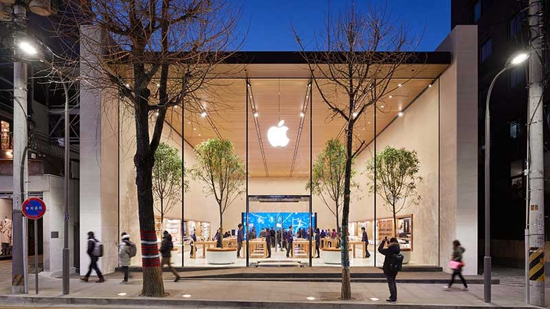 Apple-butik i Gangnam-området, Seoul i Sydkorea,