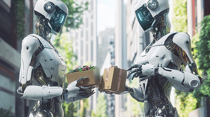 Två AI-robotar handlar och byter tjänster med varandra och betalar med Bitcoin.