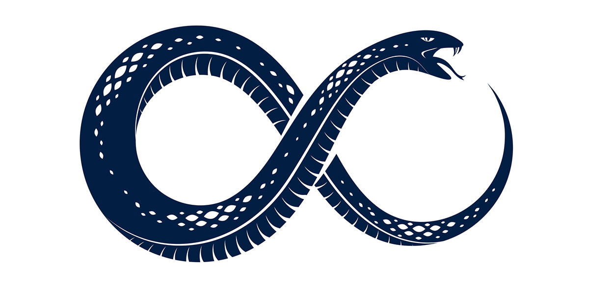 Ouroboros-orm formad som en liggande åtta som biter sin egen svans.