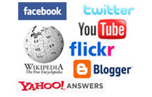 Loggor till olika sociala medier som t ex Facebook, Twitter, You Tube och Flickr